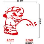 Işeyen Çocuk Sticker Model 3 - Oto Sticker - Araba Sticker - Araç Sticker - Cam Sticker - 30cm X 26cm - Kırmızı