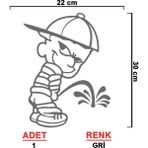 Işeyen Çocuk Sticker Model 4 - Oto Sticker - Araba Sticker - Araç Sticker - Cam Sticker - 22cm X 30cm - Gri