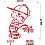 Işeyen Çocuk Sticker Model 4 - Oto Sticker - Araba Sticker - Araç Sticker - Cam Sticker - 22cm X 30cm - Kırmızı
