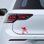 Işeyen Çocuk Sticker Model 5 - Oto Sticker - Araba Sticker - Araç Sticker - Cam Sticker - 15cm X 15cm - Kırmızı