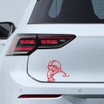 Işeyen Çocuk Sticker Model 7 - Oto Sticker - Araba Sticker - Araç Sticker - Cam Sticker - 20cm X 20cm - Kırmızı