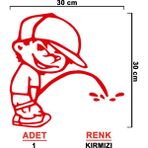 Işeyen Çocuk Sticker Model 7 - Oto Sticker - Araba Sticker - Araç Sticker - Cam Sticker - 30cm X 30cm - Kırmızı