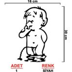 Işeyen Çocuk Sticker Model 8 - Oto Sticker - Araba Sticker - Araç Sticker - Cam Sticker - 16cm X 30cm - Siyah