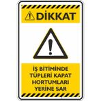 İsg Tabelam 35X50CM/FOSFORLU Kompozit/iş Bitiminde Tüpleri Kapat Hortumları Yerine Sar - 35 x 50 cm - Fosforlu Kompozit Levha