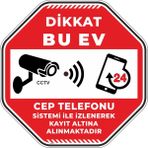 İsg Tabelam 60x60cm/Fosforlu Kompozit/Dikkat Bu Ev Cep Telefonu Sistemi İle İzlenerek Kayıt Altına Alınmaktadır V3 - Kompozit Fosforlu