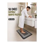 isgstore Main Shop 38x58 cm Kaymaz Tabanlı Su Emici Banyo ve Duş Paspası - Hızlı Kuruyan M-60