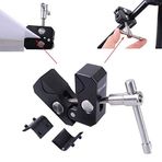 iShoot Çok Yönlü Döner Saplı Yengeç Pençesi Kelepçe Pense 1/4 inç ve 3/8 inç Vida Deliği, Kaymaz Kauçuk Değiştirilebilir, Fotoğraf Makinesi Tripod Stüdyo Flaş Işığı Standı Bom Kare Boru Yuvarlak Boru