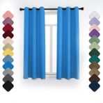 Isı Yalıtımlı Gromet Karartma Perdesi 100x300 cm Gürültü Azaltıcı Opak Duş Perdesi Çocuk Odası Oturma Odası Balkon Mavi Renk Tek Panel