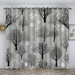 Isı Yalıtımlı Karartma Perdeleri 132 x 200 cm - 2 Panel Set Gri Yumuşak Kuş Gözü Perdeler Çocuk Yatak Odası Oturma Odası Enerji Verimli Pencere Uygulaması Işık Engelleme Kış Dekoru