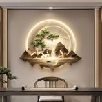 Işıklı 3D Duvar Resmi Takılabilir Güç Kaynağı Duvar Sanatı Dekor Rölyef LED Dekoratif Tablo Yaratıcı Manzara Duvar Asılı Duvar Oturma Odası Giriş Koridoru için (B, 27,6x21 inç)