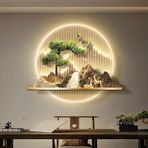 Işıklı 3D Duvar Sanatı Dekoru Takılabilir Güç Kaynağı Duvar Resmi Rölyef LED Dekoratif Boyama Giriş Koridoru Oturma Odası için Yaratıcı Manzara Duvar Heykelleri (A,39x31,5 inç)