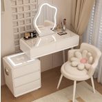 Işıklı Beyaz Makyaj Masası Ayarlanabilir Parlaklık ve 3 Aydınlatma Modu Kız ve Kadın Çekmeceli Makyaj Vanity Zarif Yatak Odası Mobilyaları - Niser Home (100,5 x 40 x 7)