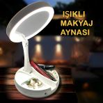 Işıklı Büyüteçli Makyaj Aynası, 10X Büyüteçli 21 Led Işıklı Seyahat Makyaj Aynası, Çift Taraflı Kompakt Ayna, Makyaj Masası Ve Seyahat İçin Işıklı Makyaj Aynası.
