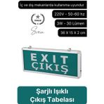 Işıklı Düz Çift Yönlü Acil Çıkış Exit Tabelası Şarjlı Yönlendirme Parlayan Armatür Uyarı Levhası