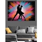 Işıklı Fon Tango Dansı Dekoratif Kanvas - Mdf Ahşap Tablo