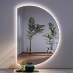 Işıklı, Kısılabilir, Buğu Önleyici Akıllı Banyo Aynası, Yarım Daire Şeklinde, Çerçevesiz, Duvara Monte Edilebilir, Dekoratif, 3 Renk Seçeneği, Oturma Odası, Yatak Odası, Giriş Holü İçin (Sağ Kesi