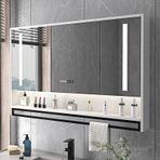 Işıklı LED Banyo Ayna Dolabı Buğu Çözme Düğmesi Makyaj Depolama Şık Beyaz Tasarım 80x12x75cm - Modern Banyolar için Mükemmel