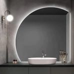 Işıklı LED Banyo Aynası 500x500mm, Işıklı ve Buğu Çözücü Pedli Duvara Monte Akıllı Makyaj Aynası, Modern Banyolar için Enerji Tasarruflu Arkadan Aydınlatmalı Tasarım, 31,5 inç Sağ Kesim