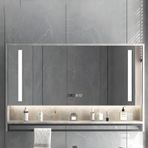 Işıklı LED Banyo Aynası Dolabı Depolama Buğu Çözme Düğmesi Makyaj Makyaj Aynası Şık Gri Tasarım (80x12x75cm) - Modern Banyolar için Mükemmel