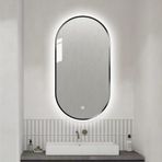 Işıklı LED Oval Banyo Aynası Dokunmatik Anahtarlı 3 Renk Modu Parlaklık Ayarlanabilir Patlamaya Dayanıklı Tasarım 40x60cm (Nero) Modern Dekoratif Aydınlatma