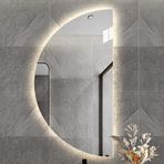 Işıklı LED Yarım Daire Banyo Aynası - Kısılabilir Buğu Önleyici Duvara Monte Makyaj Aynası 28 "Sol/Sağ Kurulum için Yarım Daire Tasarımı Modern Arkadan Aydınlatmalı Ev Dekoru