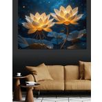 Işıklı Lotus Çiçeği Dekoratif Kanvas - Mdf Ahşap Tablo