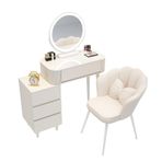 Işıklı Makyaj Seti, 4 Çekmeceli Makyaj Masası, Saklama Taburesi, 3 Renk Seçeneği, Yatak Odası ve Stüdyo için İdeal, Modern Beyaz Tasarım (Boyut: 70CM)