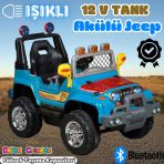 Işıklı Mega Akülü Araba Mavi - 12 Volt Tek Kişilik Akülü Araba Akülü Jeep - Mega Off Road Turbo Jeep