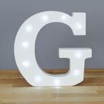 Işıklı Mektup, Işıklarda Yukarı LED Alfabe Ahşap Harfler Işıklı Harf Dekoratif Gece Lambası LED Alfabe Harf Lambası Beyaz (G)
