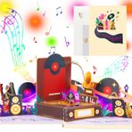 Işıklı müzikal doğum günü kartı, 3D pikap tasarımı, Happy Birthday-Melodie, zarflı el yapımı tebrik kartı, erkekler, kadınlar, müzik severler için doğum günü kartı