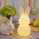 Işıklı Paskalya Oymalı Tavşan Figürü, 3D Baskı Oymalı Tavşan Lambası, 12 cm Işıklı Paskalya Tavşanı Heykelleri, Oturma Odası, Ofis, Yatak Odası için Paskalya Tavşanı Süsü Hayvan Heykeli (A)