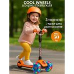 Işıklı Tekerlekli Çocuk Scooter-Max 50KG/+3YAŞ - Turuncu