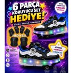 Işıklı Tekerlekli Patenli Çocuk Ayakkabısı – Led, Gizlenebilir Tekerlek, Kaymaz Taban - Siyah - 29