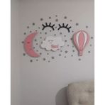 Işıklı Toplar Türkiye Çocuk Odası Dekoratif Ahşap Gece Lambası Ledli Aydınlatma 40 x 20 cm - Renkli