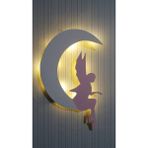 Işıklı Toplar Türkiye Çocuk Odası Dekoratif Ahşap Melekli Ay Gece Lambası Ledli Aydınlatma