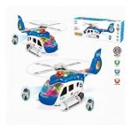 Işıklı ve Müzikli Polis Helikopteri 32 Cm Çarp Dön Projeksiyonlu Oyuncak Helikopter (Mavi)