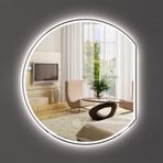 Işıklı Yarım Yuvarlak Ayna Buğu Önleyici 3 Renk Ayarı, Modern Çerçevesiz Tasarım Akıllı Makyaj Aynası, Banyo Yatak Odası Giriş ve Oturma Odası için - Çok Yönlü Asma Seçenekleri