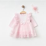 Işıl Baby Kız Bebek Dantel Detaylı Tül Elbise - 3 - 6 Ay - Pembe