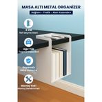 Işıl Concept Metal Masa Düzenleyici, Beyaz Masa Organizeri, Ofis Masa Düzenleyici, Masa Altı Rafı, Kitaplık