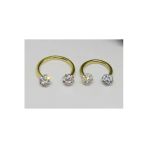 Işıl Işıl Cerrahi Çelik Zirkon Taşlı Gold Piercing, Küpe, Kıkırdak, Tragus, (2 Li Set 8Mm+10Mm) Gold