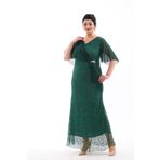 IŞILTI ABİYE PAYET ŞİFON DETAY BALIK MODEL KISA KOL BÜYÜK BEDEN ABİYE ELBİSE