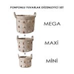 isiltikidsmoda Katlanabilir Çok Amaçlı Ponponlu Yuvarlak Düzenleyici Saklama Kutusu Organizer Keçe (Mini Boy) - 03785 ( Lisinya )