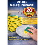 isiltikidsmoda Oluklu Bulaşık Süngeri 5'li 4 Paket Güçlü Yağ ve Kir Temizleyici Çift Katmanlı Dayanıklı Mutfak Temizlik Süngeri Ekonomik Paket