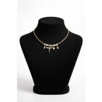 Işıltılı Melek Kanadı ve Kalp Detaylı Gold Charm Kolye