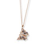 Işıltılı Rose Gold Nazarlı Kanat Kelebek Kadın Hayalet Gümüş Kolye