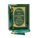 İsim Baskılı Ciltli Yasin Kitabı - Çanta Boy - 128 Sayfa - Kutulu - Vavlı İnci Tesbih - Yeşi