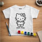 Isim Yazılabilen Hello Kitty Çocuk Tişört Boyama Seti – Full Set Fırçalı, Tasarım Oyunu, 3+ Yaş - Beyaz - 9 - 10 Yaş