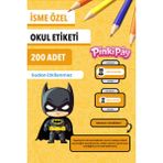 Isim Yazılabilir Batman Temalı Okul Etiketi – Kalem & Defter Için 200 Adet