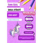 Isim Yazılabilir Eğlenceli Unicorn Temalı Okul Etiketi – Kalem & Defter Için 200 Adet
