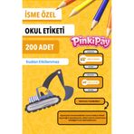 Isim Yazılabilir Iş Makineleri Temalı Okul Etiketi – Kalem & Defter Için 200 Adet (Figür 1)